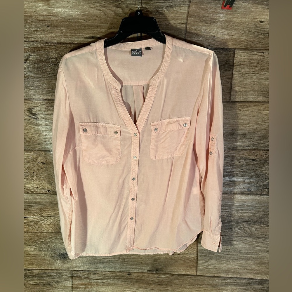 Light pink button up long sleeve shirt